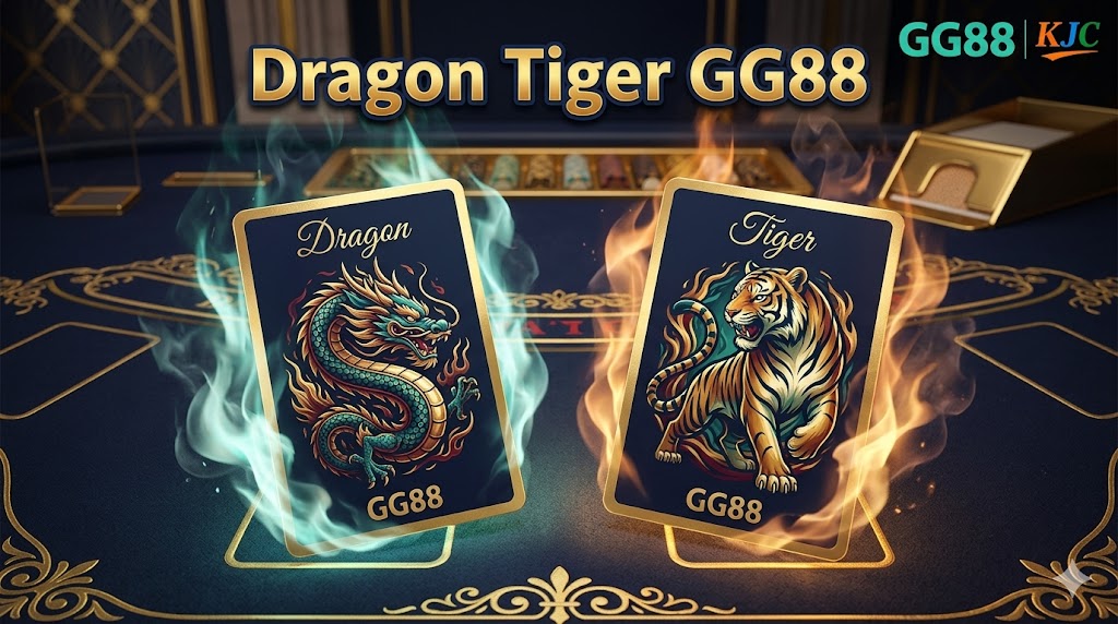 Hai lá bài Dragon và Tiger được lật ngửa trong game Dragon Tiger tại GG88